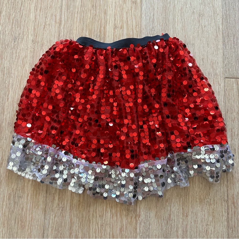 GIRLS SEQUINED CHRISTMAS SKIRT COSTUME